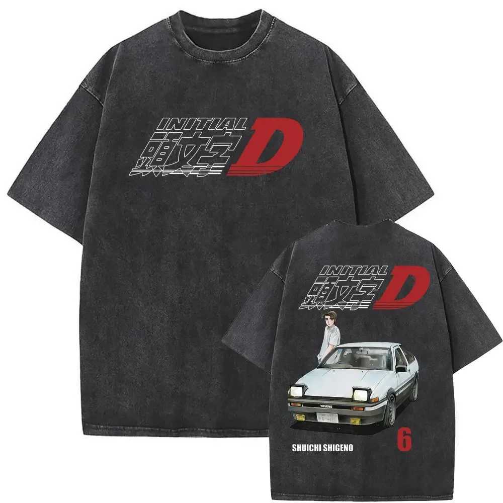 Washed Vintage Men Women Anime Initial D Fujiwara Takumi Graphic Print T-shirt Mens Manga Casual T-shirt Mens Extra Large T-shirt W250425