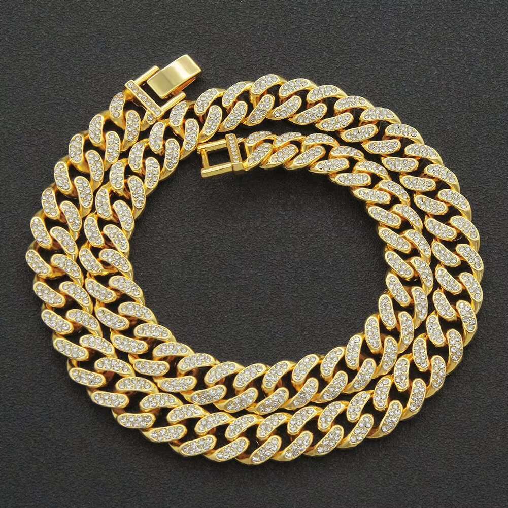 Cadena Cubana Hombre Moissanite Hip Hop Jewelry Gold Silver Cuban Chain Men Necklace Cuban Link Chain