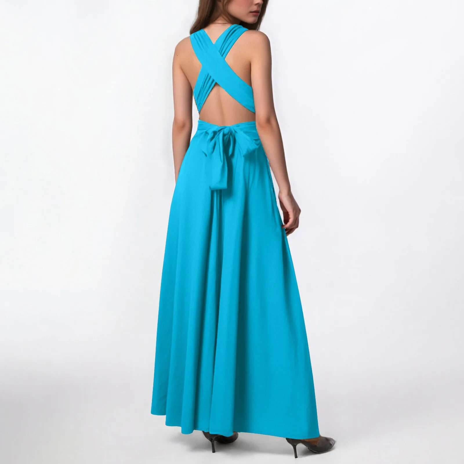 Dongdumaoyi Gowns Dresses Wimen Pregnancy Temperament Elegance Evening Dress Sexy Lace Up Solid Color Maternity Clothes Long Skirt