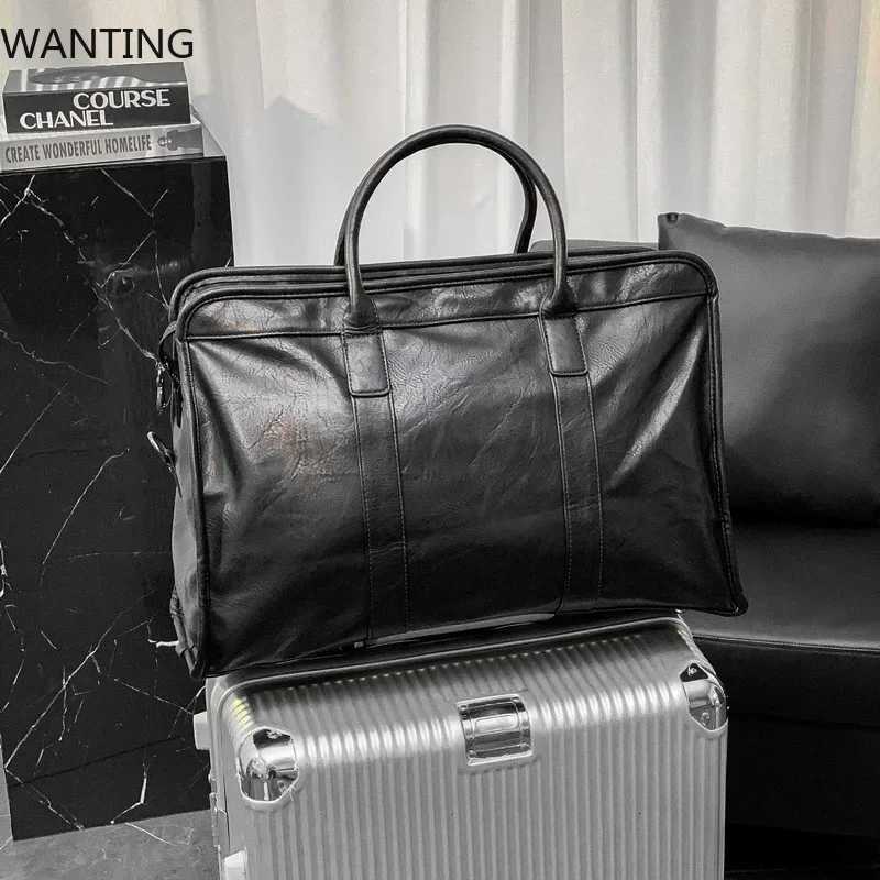 Business Trip Top-Handle Bags Men Leather Messenger Shoulder Bag Men Large Capacity Travel Handbag Bag Briefcase Male Totes BagT251125