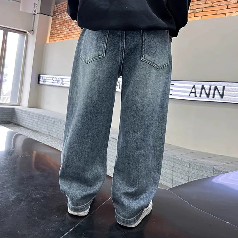 Childrens Jeans Cotton Elastic Wiast Baby Boy Loose Versatile Teen Boys Trouser 250414z