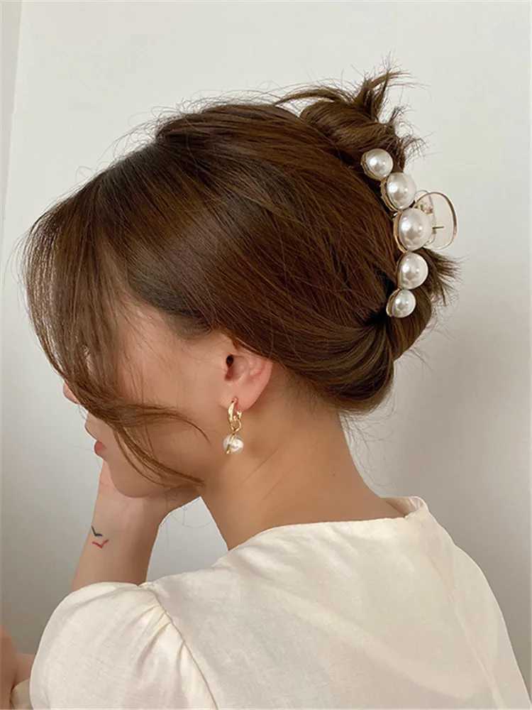 Kshmir new styling with large beads acrylic hair clip makeup hair styling for women pearl hair accessoriesT250425