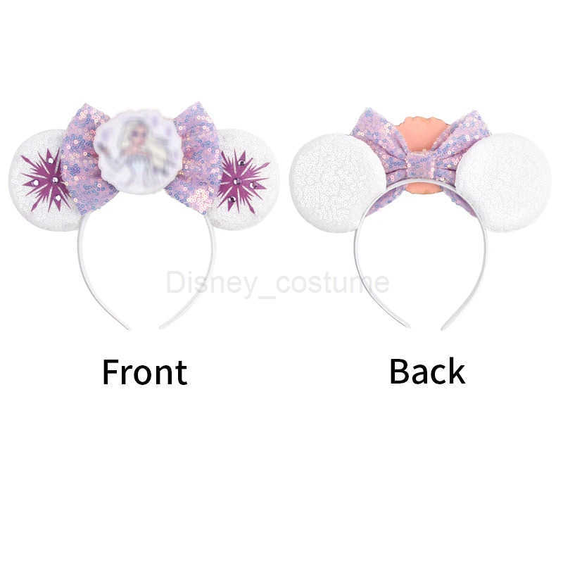 Disney New frozen snowflake mouse ear headband girl boy glitter 5 bow hair Christmas party role-playing hair accessories X250425