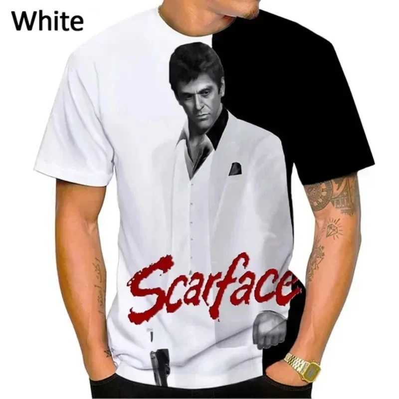 New fashion movie scar face 3D printed T-shirt summer mens casual Harajuku style T-shirt oversized street childrens Y2k top W250425