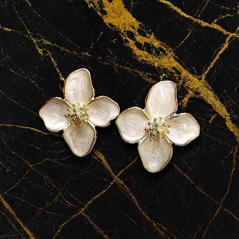 Personalized Temperament Clover Enamel and Minimalist Roselle 3D Earrings High End Ear Jewelry H260202