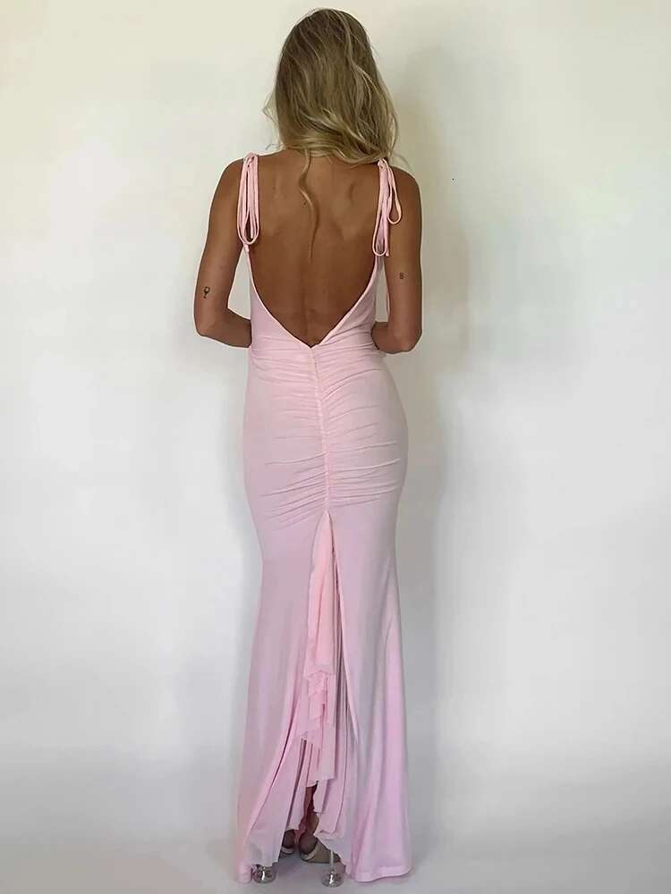 Dongdumaoyi Townlike Mermaid Slim Bodycon Dress Women Elegant Maxi Long Halter Summer Backless Nightclub Sexy Party Dresses
