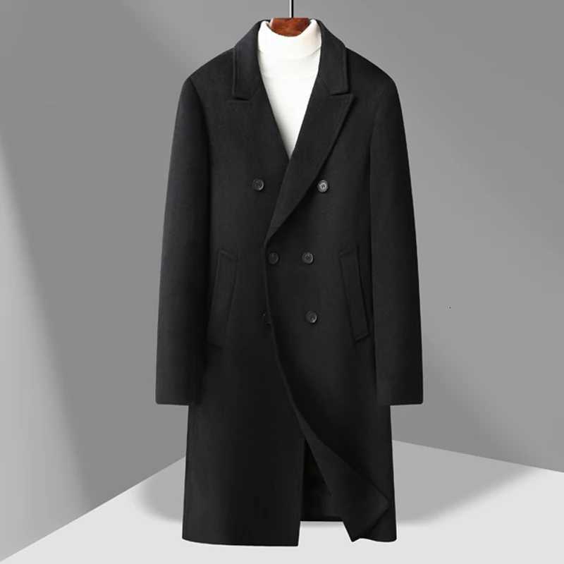 Winter Mens Woolen Coat Thicken Warm Trench Coat Men Wool Casual Double Fashion Breasted Long Overcoat MenT251125