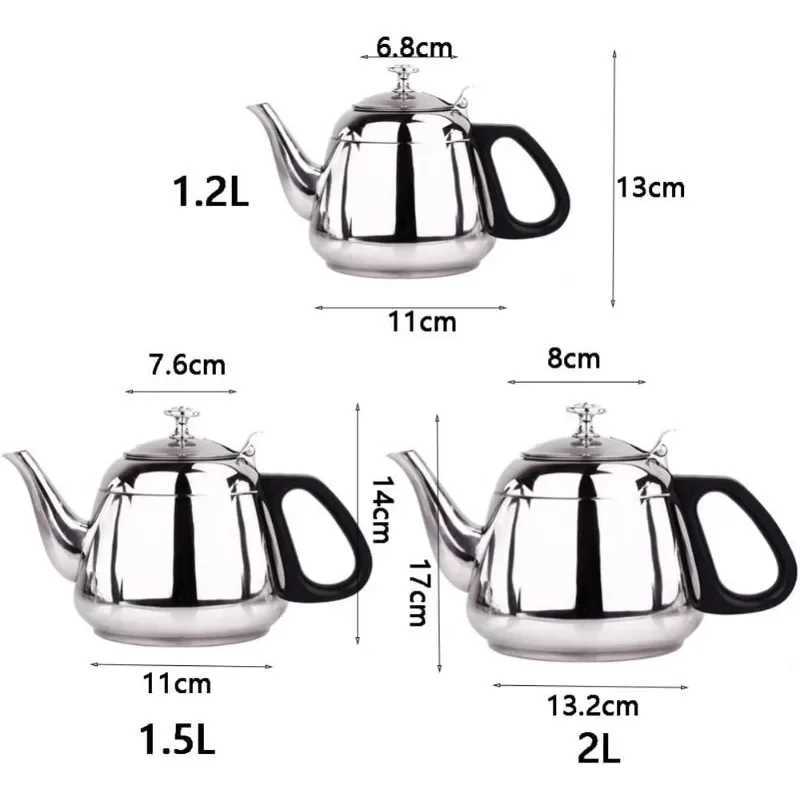 2/15/12L Stainless Steel Teapot Kettle Tea Water Stove Coffee Pot Home Office Restaurant Kettle Whistling Kettle Teakettle C251125