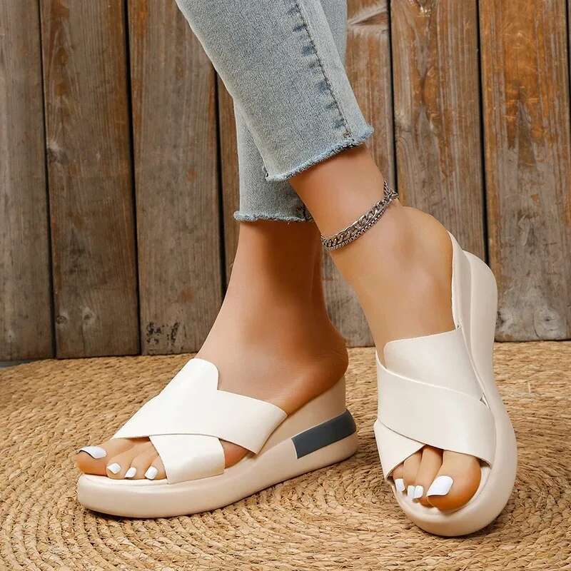 Wedge Heel Sandals Women's Summer New Fashion Muffin Open-toe Fairy Style Outside Wear Thick-soled Shoes Women ddmykukumalu