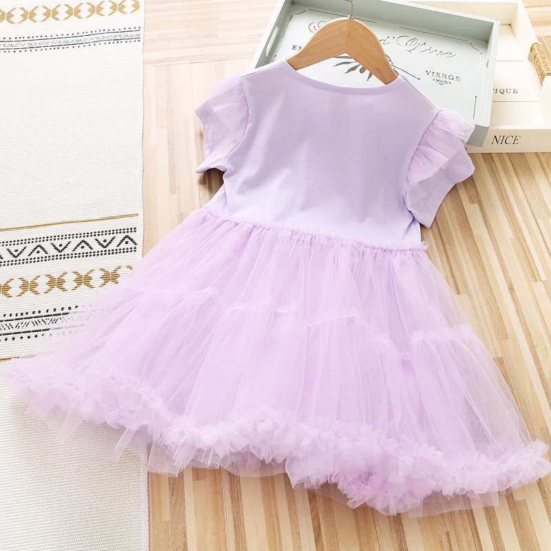 Kids designer clothes DISNEY girls' cartoon princess dress short-sleeved mesh dress toddler designer clothes StellaLou print summer