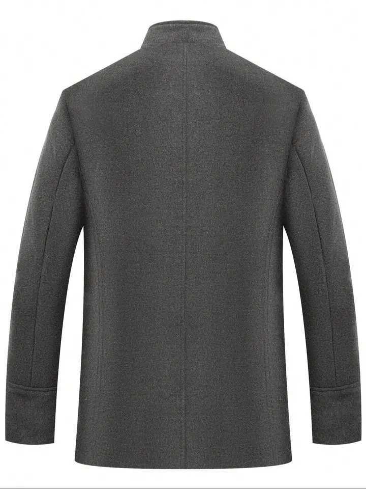 Mens Woolen Overcoat Long Sleeve Solid Casual Jacket with Pockets Comfortable Daily Wear Business Sports FashionT251125