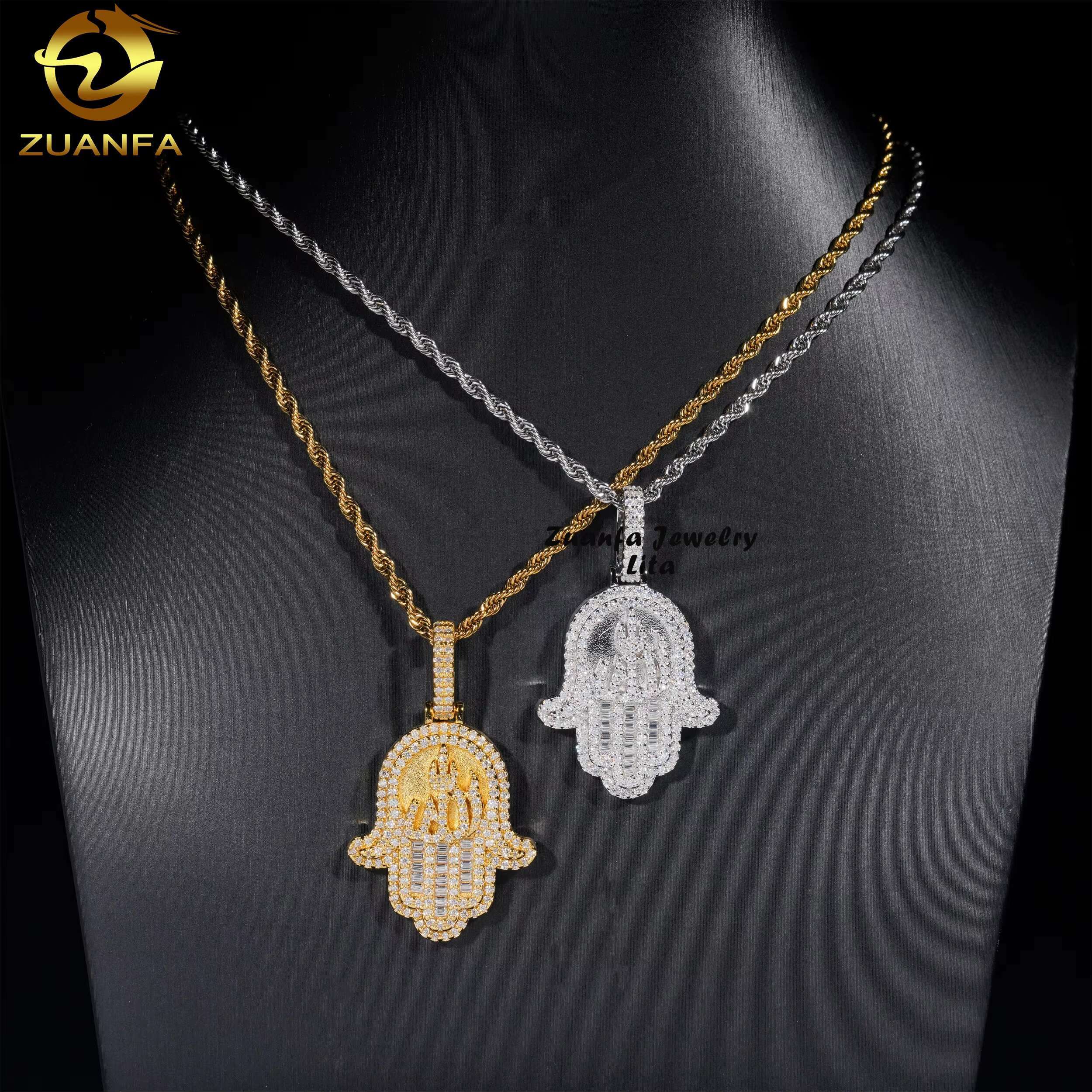Fashion Jewelry Pass Diamond Tester Hip Hop 925 Sterling Silver Moissanite Hamsa Pendant