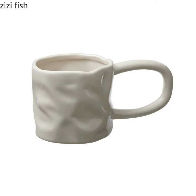Creative Irregular Ceramic Mug Office Large Handle Coffee Mug Milk Cup Breakfast Cup Household Couple Water Cups Milk Tea Cup Y251125