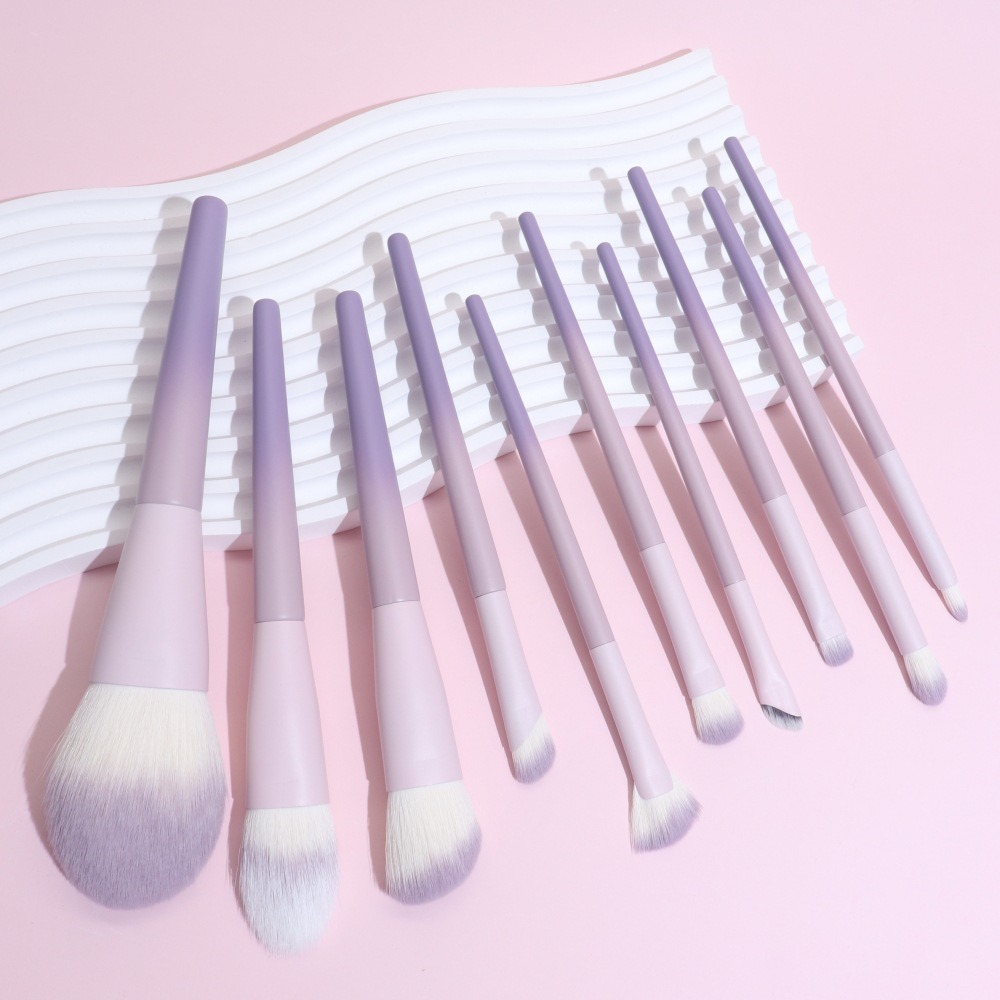 New Star Dust Purple 10-piece Makeup Brush Set - Complete Set of Soft Brushes for Purple Makeup, Powder Blending, Eye Shadow Application and Beauty Ca