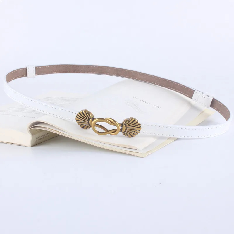 Maikun playful leather thin belt suitable for womens simple fully matched belt metal buckle belt 250422