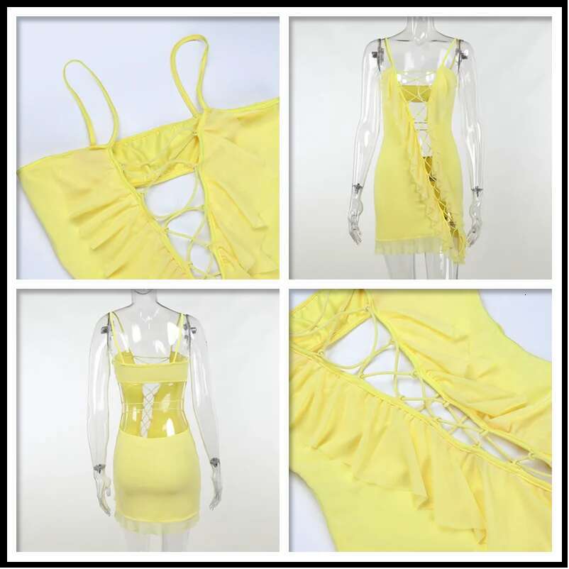 Dongdumaoyi Townlike Hollow Out Bandage Dresss Women Mini Summer Slim Bodycon Dress Spaghetti Strap Backless Sexy Party Dresses