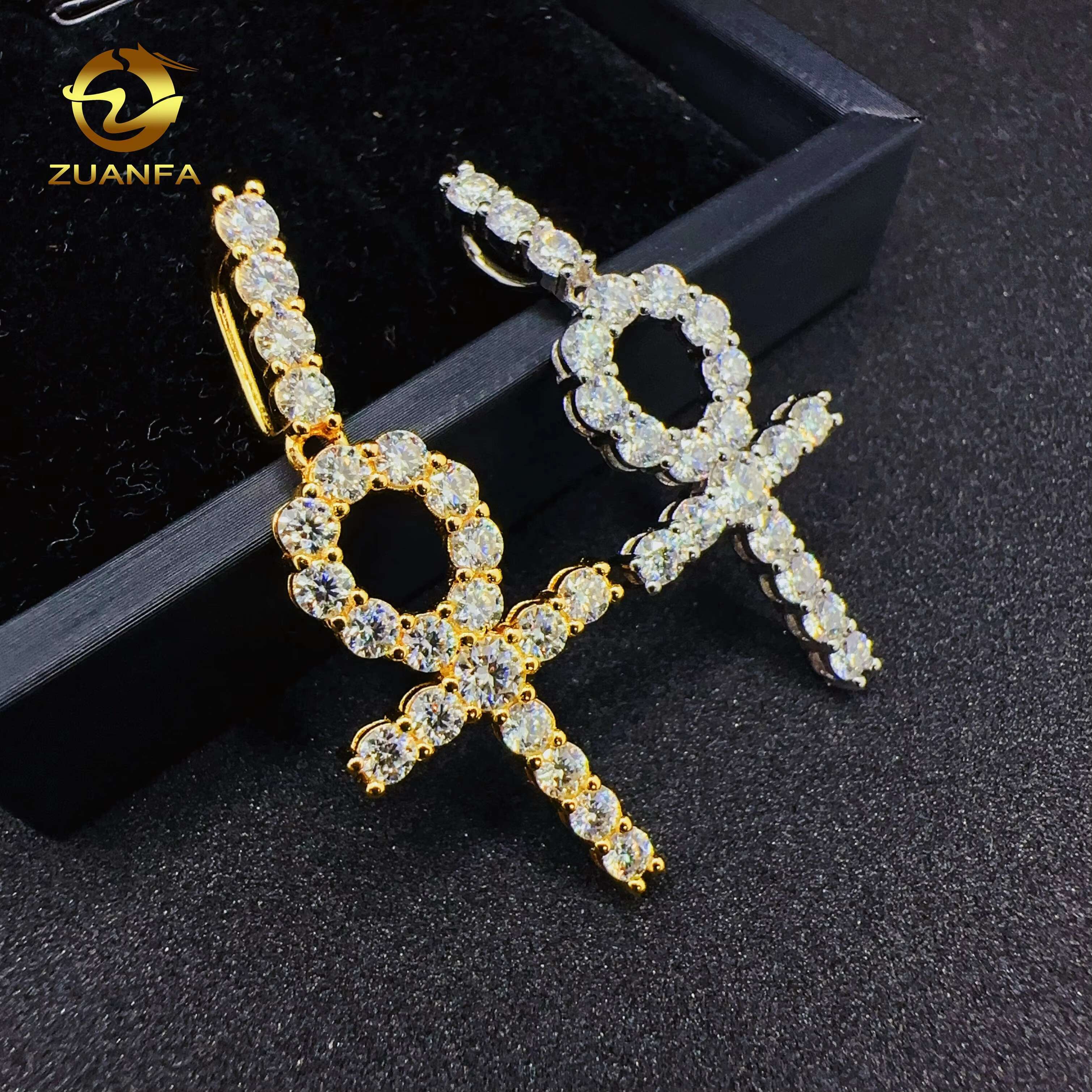 ZUANFA Jewelry 100% Pass Tester Hip Hop 925 Sterling Silver Classics Cross Design Iced Out VVS Moissanite Pendant