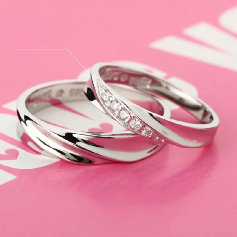 Fashion couple ring 100% pure 925 sterling silver jewelry romantic couple wedding ring 250422
