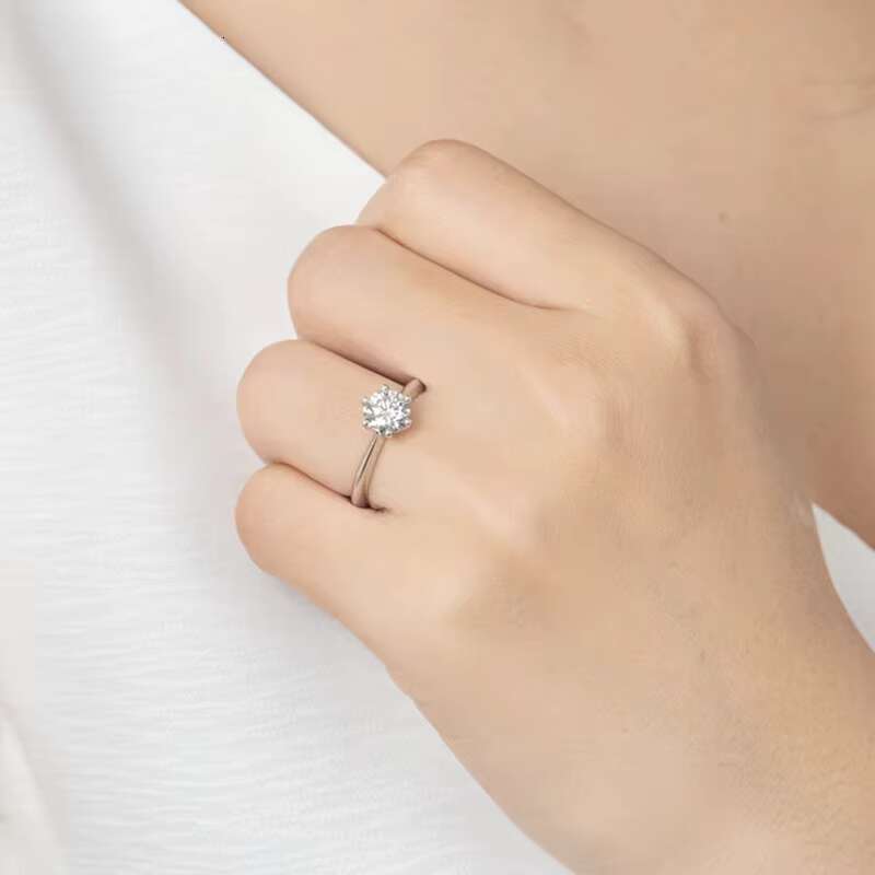AISMI Classic Style Engagement Ring - Womens Round Cut Silver 925 VVS Moissanite Diamond Wedding Ring (0.5ct 1ct 2ct 3ct)