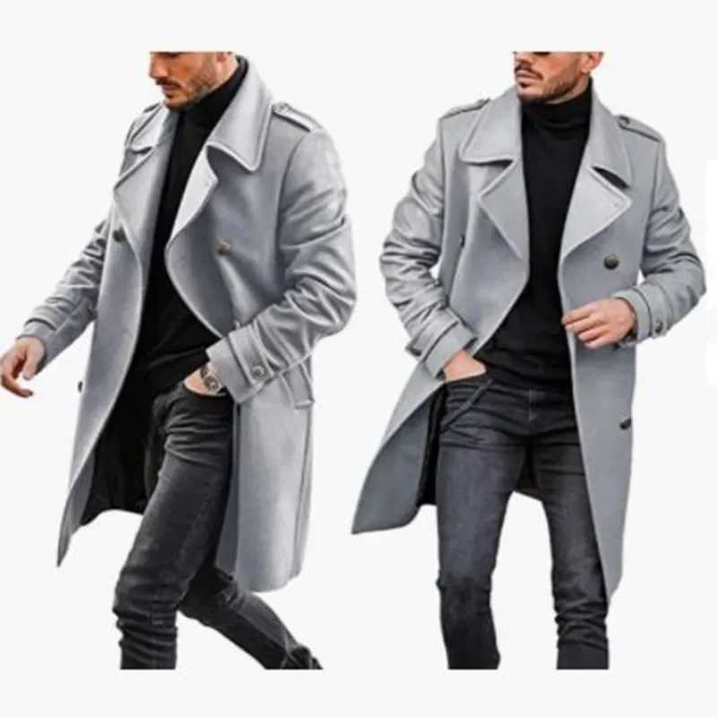 Autumn Winter New Mens Clothing Woolen Coat Double Breasted Warm Padded Jacket Casual Fashion All-MatchingT251125