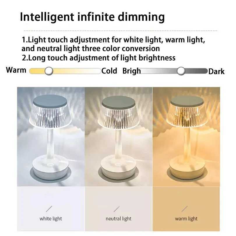 LED Table Lamp Rechargeable Reading Lamp Metal Touch Night Light 3 Colors Atmospher Bedside Lamp Hotel Bar DecorationM251125