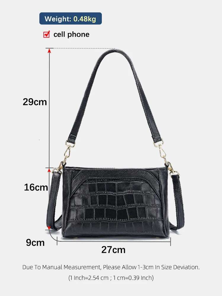 Zency Women's Cowhide Leather Shoulder Large Capacity Handbag With Stone Rose Flower Alligator Pattern Vintage Crossbody Bag