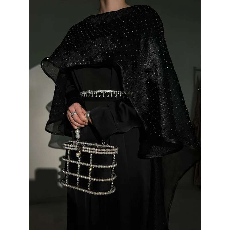 Dongdumaoyi Women S Muslim Clothing Abaya Simple Cloak Robe Starry Dress