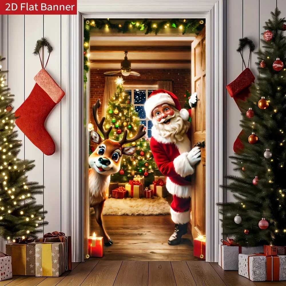 VIKAMA Christmas Tapestry Santa Claus reindeer unicorn panoramic design Living room lobby Childrens room decorationM251125