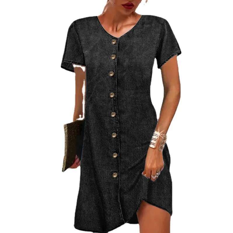 Dongdumaoyi New Style Denim Summer Women S Loose Fit Shirt Dress C