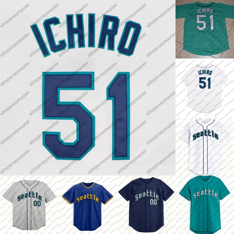 Ichiro Suzuki 51 Julio Rodriguez 44 Ken Griffey Jr Cal Raleigh 29 Personalized Customized Baseball Jerseys Custom Any Number Name