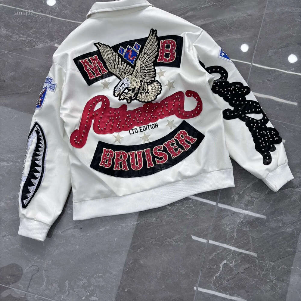 Designer Jacket Diamond Encrusted Eagle Leather Jacket Wide Sheep Leather Windbreak Bomber 1978 Limited Edition Luxury Mens Pelle Pelle Leather Jackets 5f6