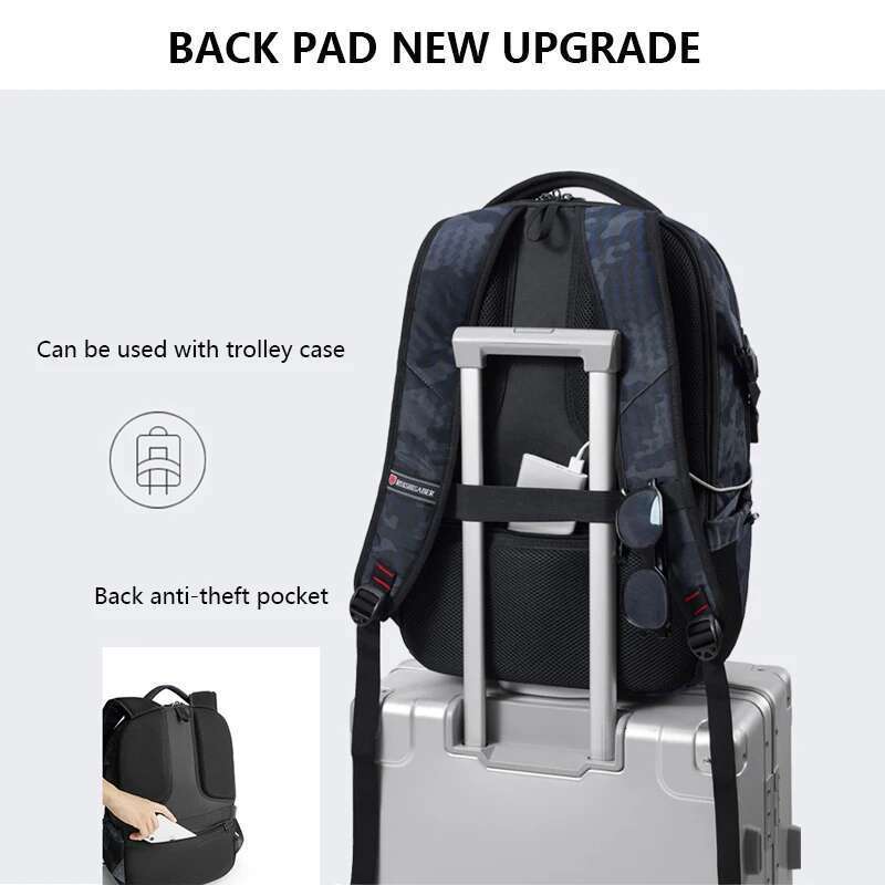 Designer bag 2024 New Waterproof Man Fit 17inch Laptop USB Charging Backpack Women Oxford Travel Male Vintage School Bag Mochila