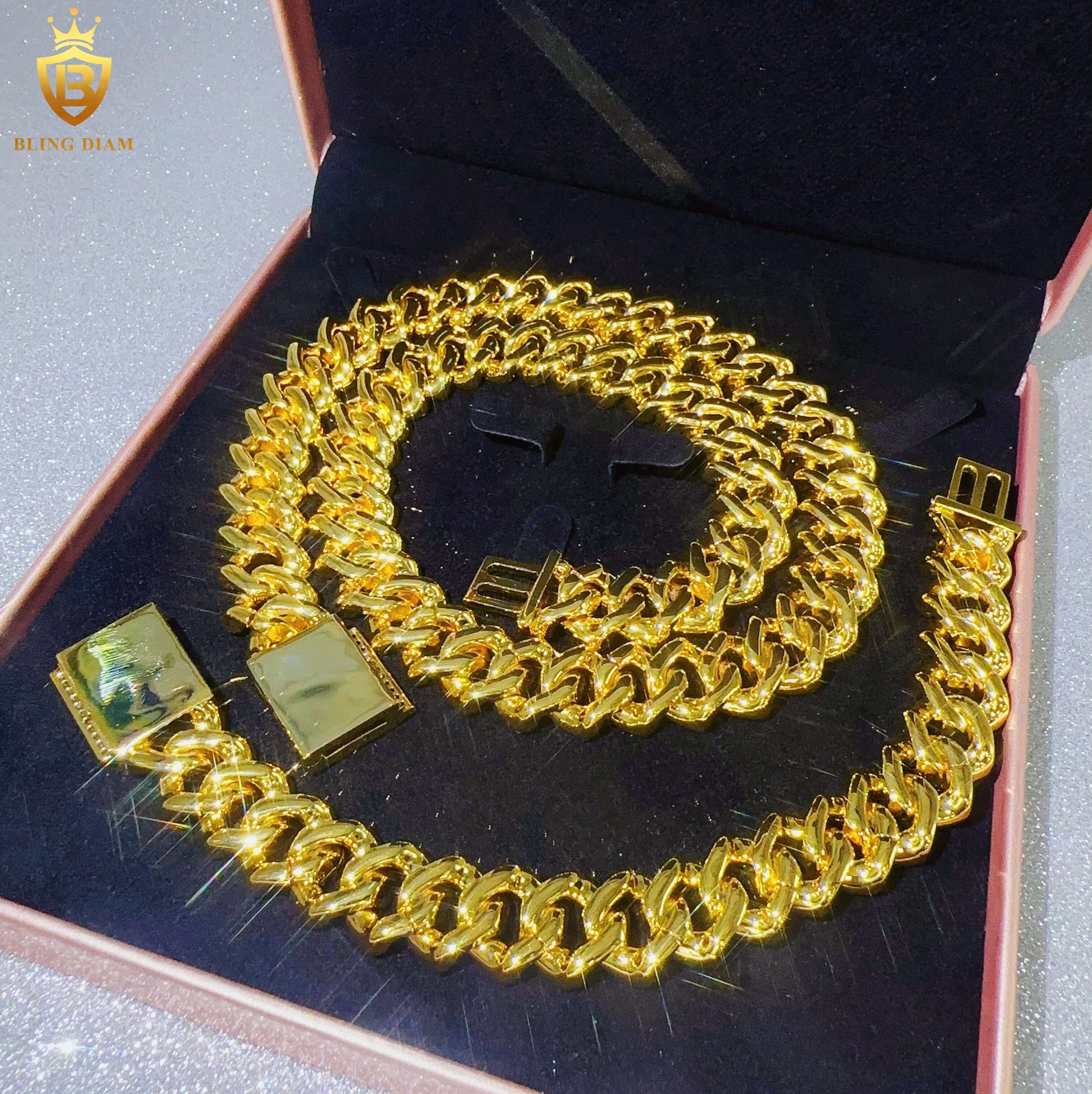 Iced Out Jewelry 19mm Hip Hop Chain 3 Rows 5A+ Moissanite Diamond Mens Necklace Fashion Cuban Link Chain