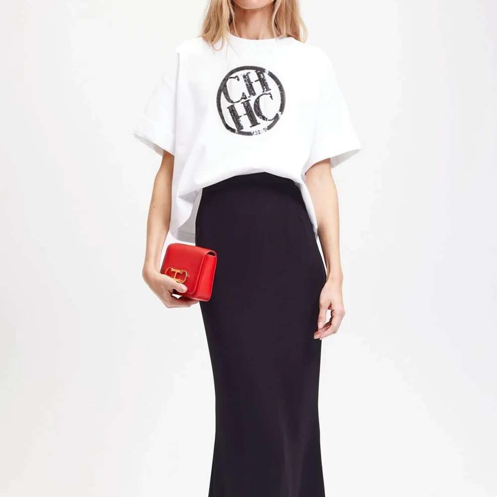 CHCH Women Fashion Cotton T-Shirt Round Neck Classic Basic Short Sleeve Tops 2024 High Quality Lady Tee Shirt