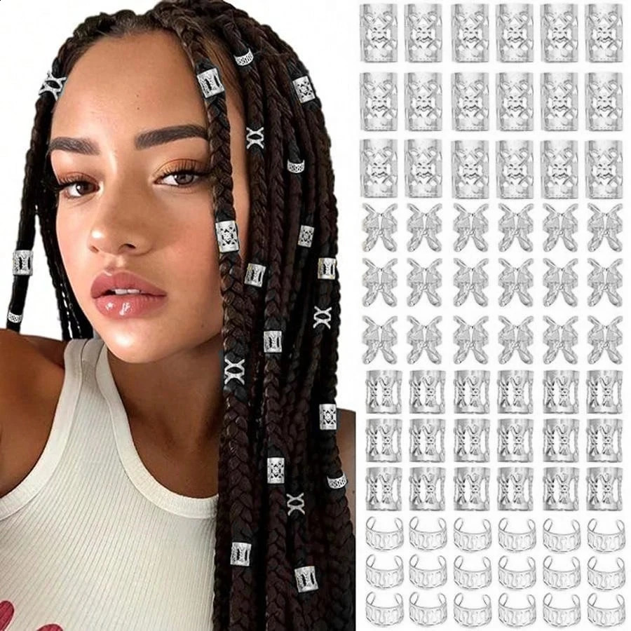 40 pieces of alloy hair jewelry cuffs used for braids metal feather locks beads cuff rings and versatile braid accessories 250417