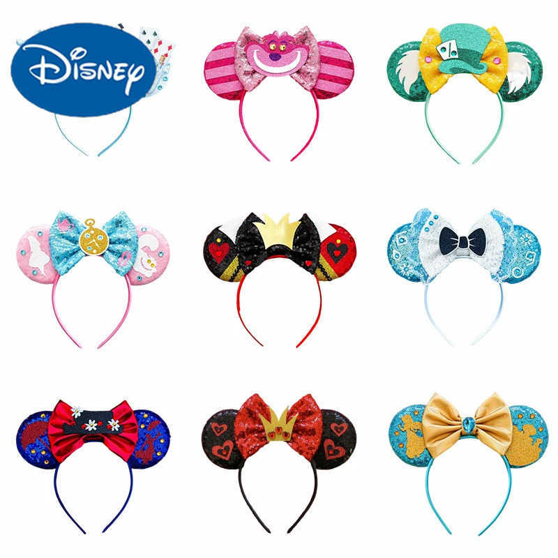 Disney Alices Adventures in Wonderland Hair Band Girl Red Queen Hair Accessories Child Mad Hatter Head Band Girl Cheshire Cat Ear Band X250425