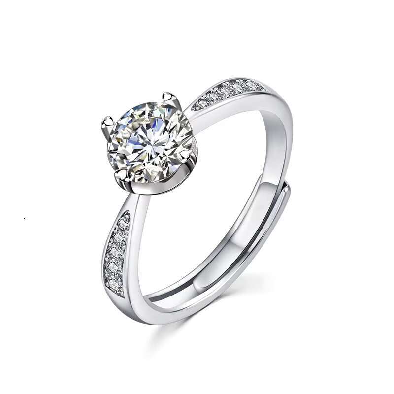 OEM Jewelry Factory Custom Adjustable 925 Sterling Silver Moissanite Ring Minimalist Wedding Engagement Rings Women