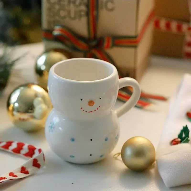 350ML Snowman Mug Creative Large Capacity Ceramic Cup Coffee Cups Lovely Men and Women Birthday Christmas Gift Dormitory Fund Y251125
