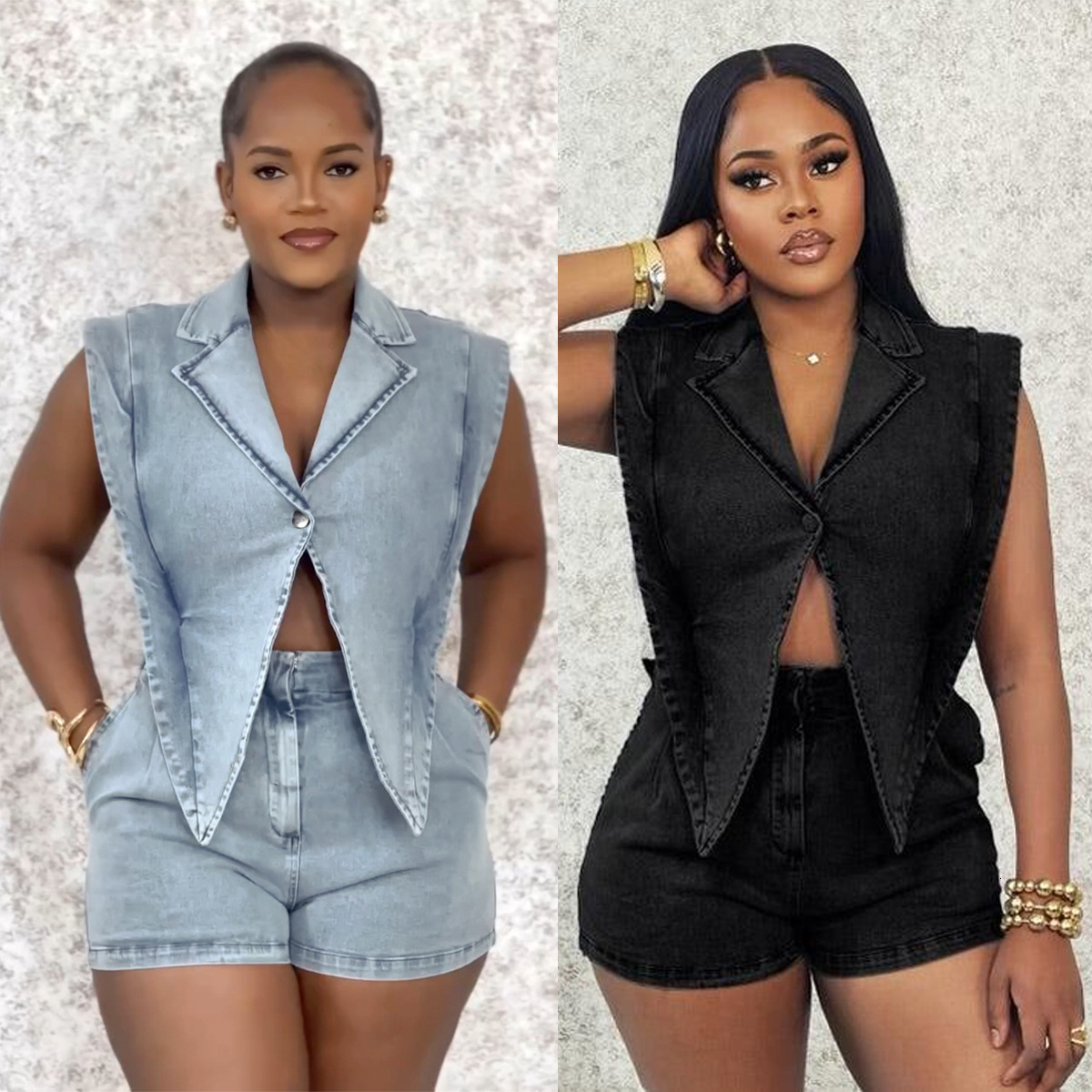 Women Jumpsuits 2025 New Fashion Casual Washed Loose Denim Jumpsuit Shorts 2 Colors