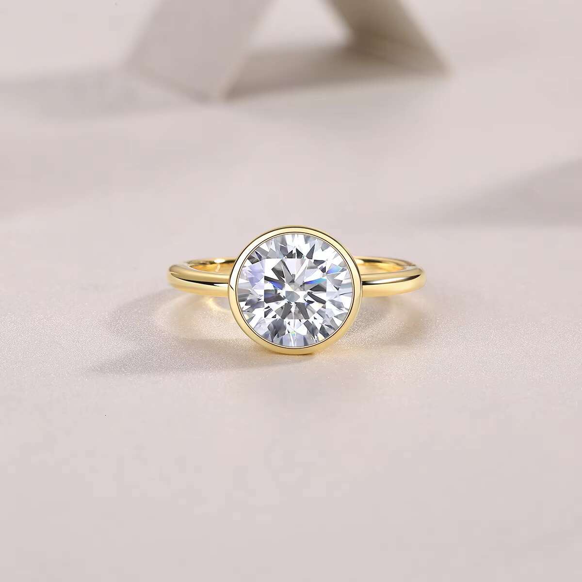 Zanlong 15273 Fashion 3CT 925 Sterling Silver 18K Gold Plated Moissanite Ring Round VVS d Color Band Wedding Rings Couple Ring