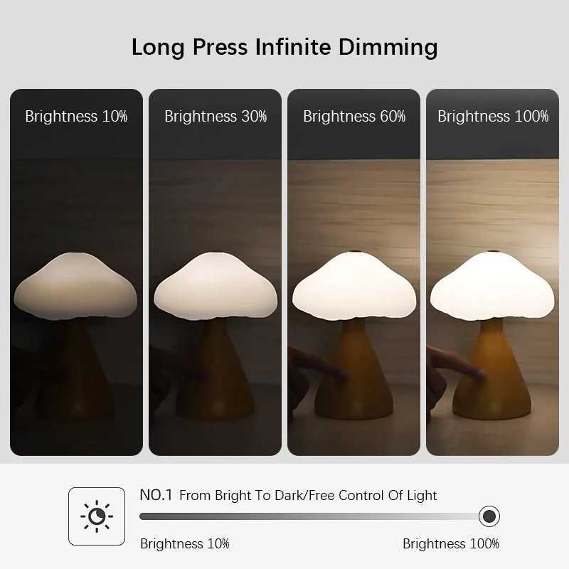 Mushroom-shaped Desk LampCharging Touch Switch Bedroom Bedside LampSuitable for Bedside and Camping Scenes C251125