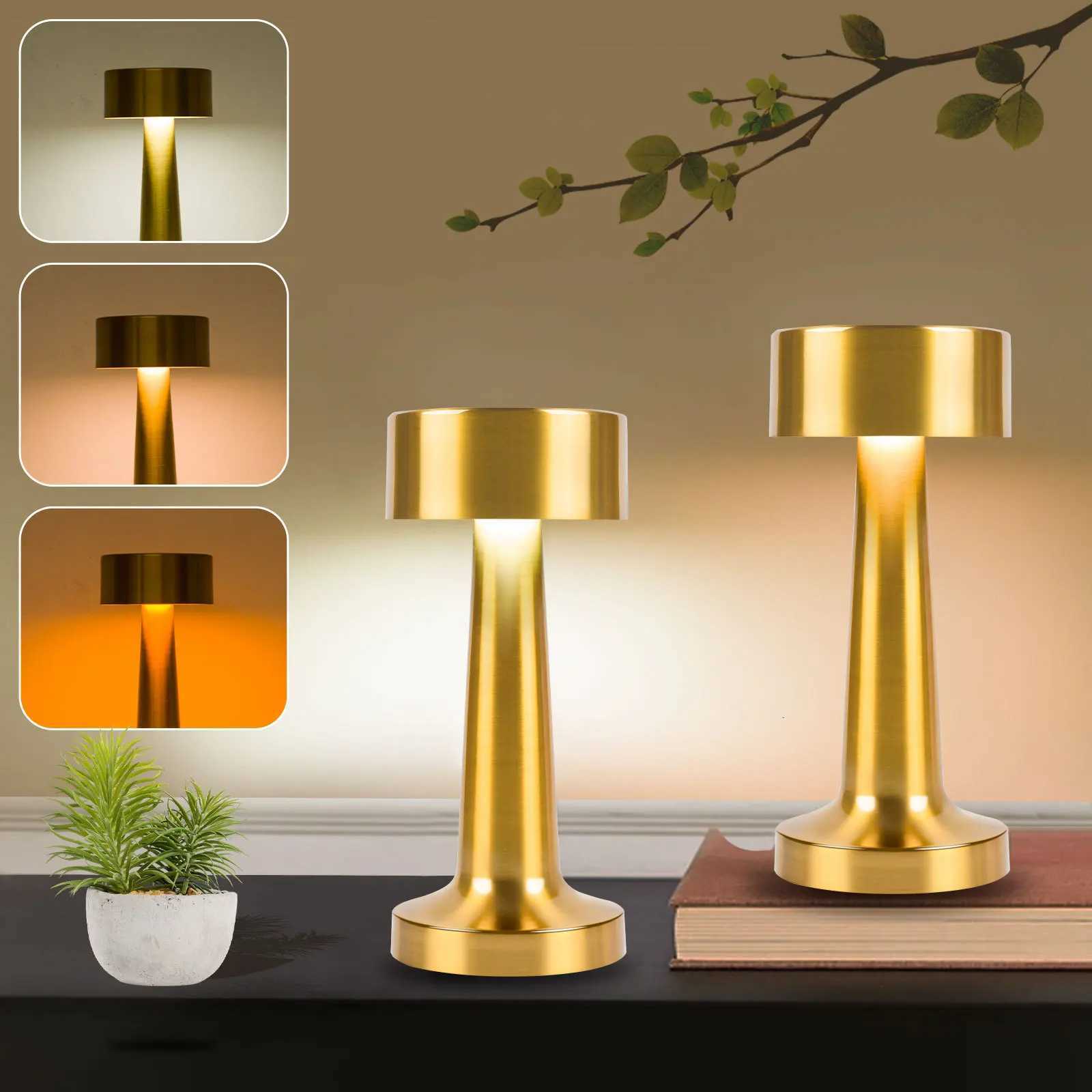 Rechargeable Retro Table Lamp Metal Touch Decor for Bar Coffee Table Restaurant Decoration Light Desk LED Night Lights BedroomM251125