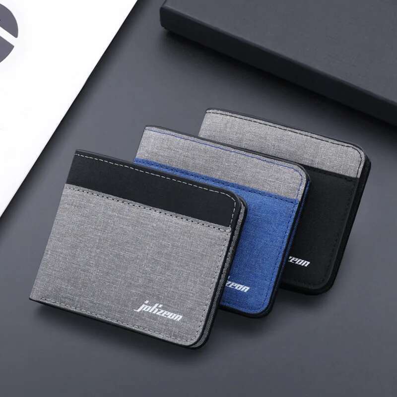 Canvas Men Black/Blue/Gray Wallet Male Money Id/Photo/Bank Holder Short Purse Credit Card Case Bag