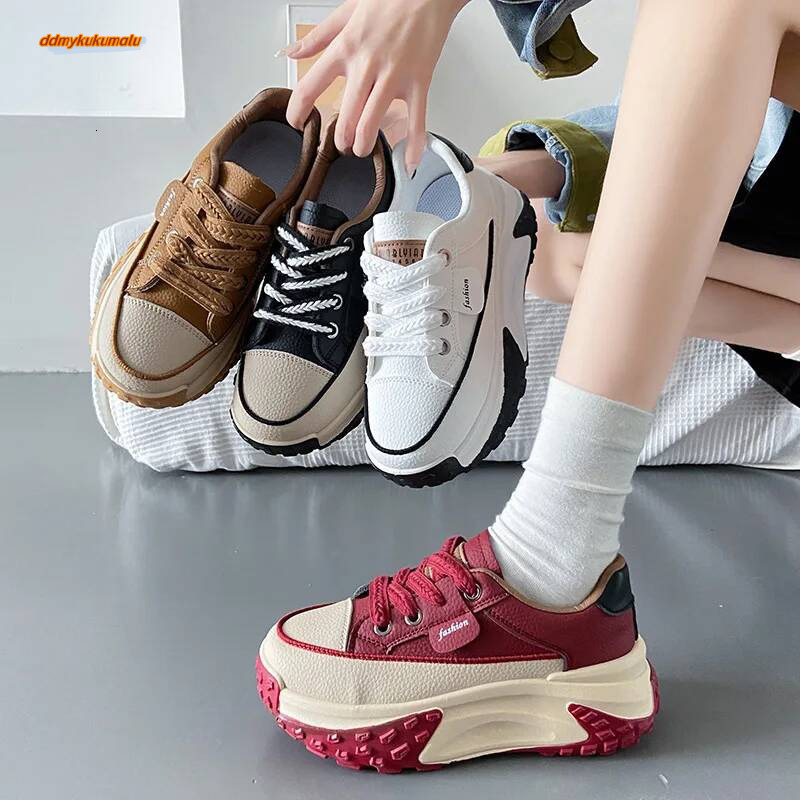 Thick Soled Women's Dad Fashionable Casual Single Vulcanized Shoes ddmykukumalu