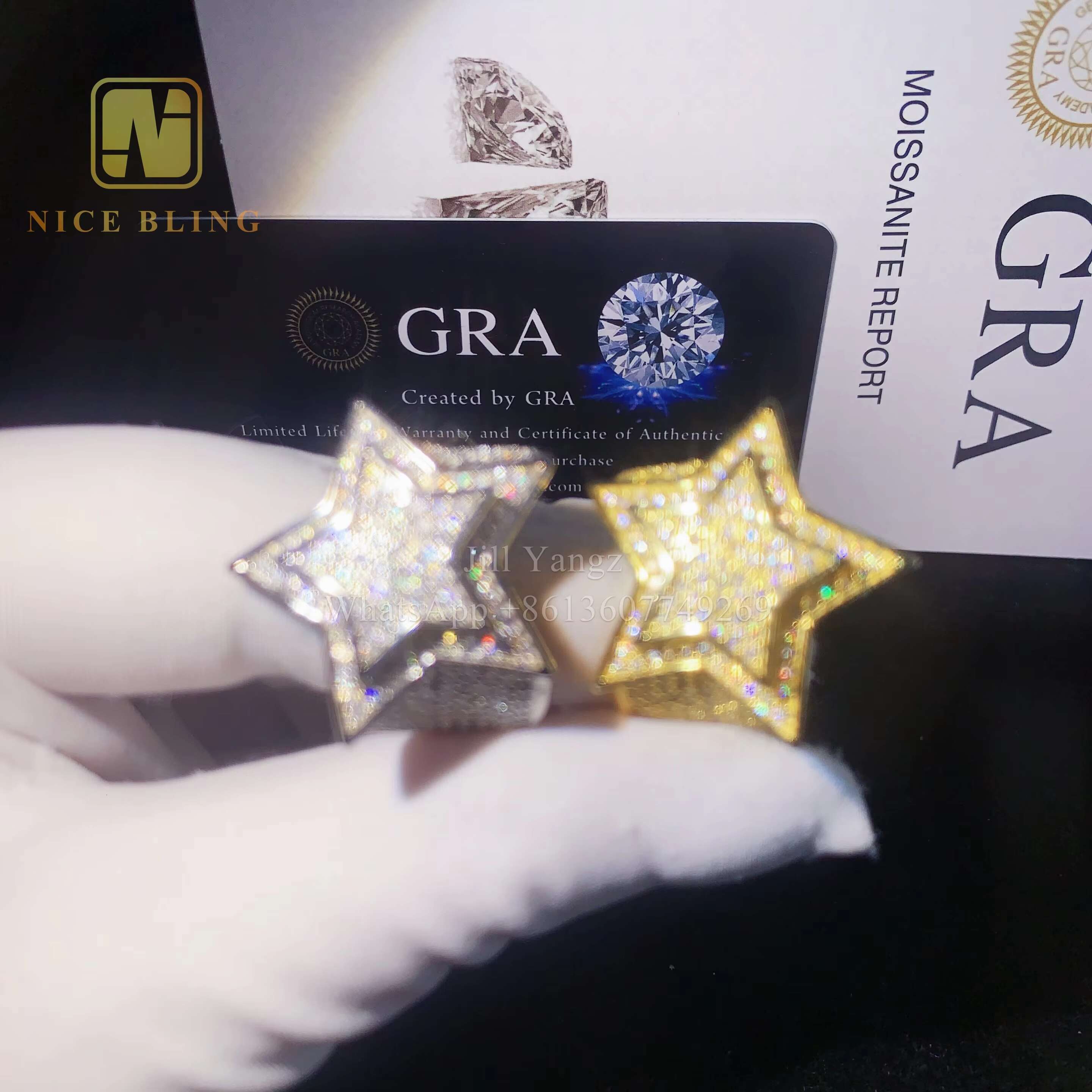 Custom Maker Star Shape Ring Vvs Moissanite Championship Ring Sterling Silver Rings for Men Hip Hop Rock Fine Jewelry