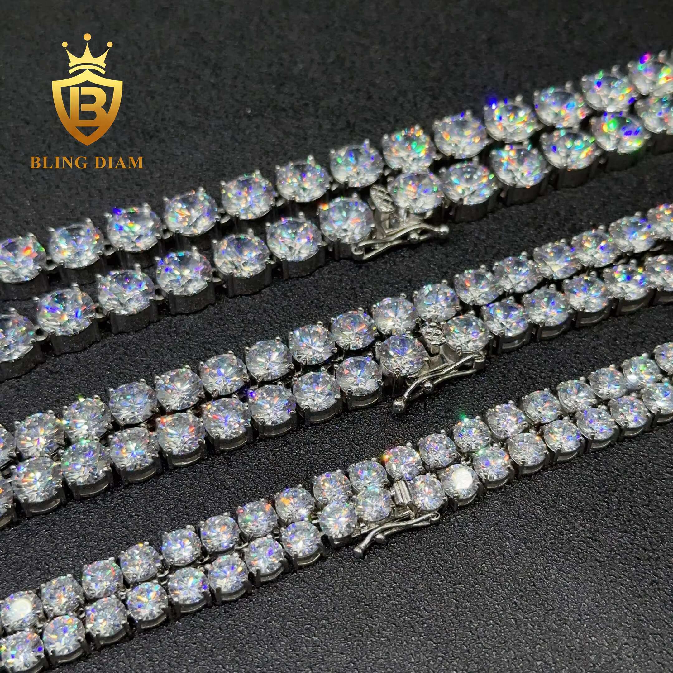 Iced Out Chocker Fashion 6mm 8mm 10mm 316L Stainless Steel Necklace 5A+Moissanite Diamond Hip Hop Tennis Chain