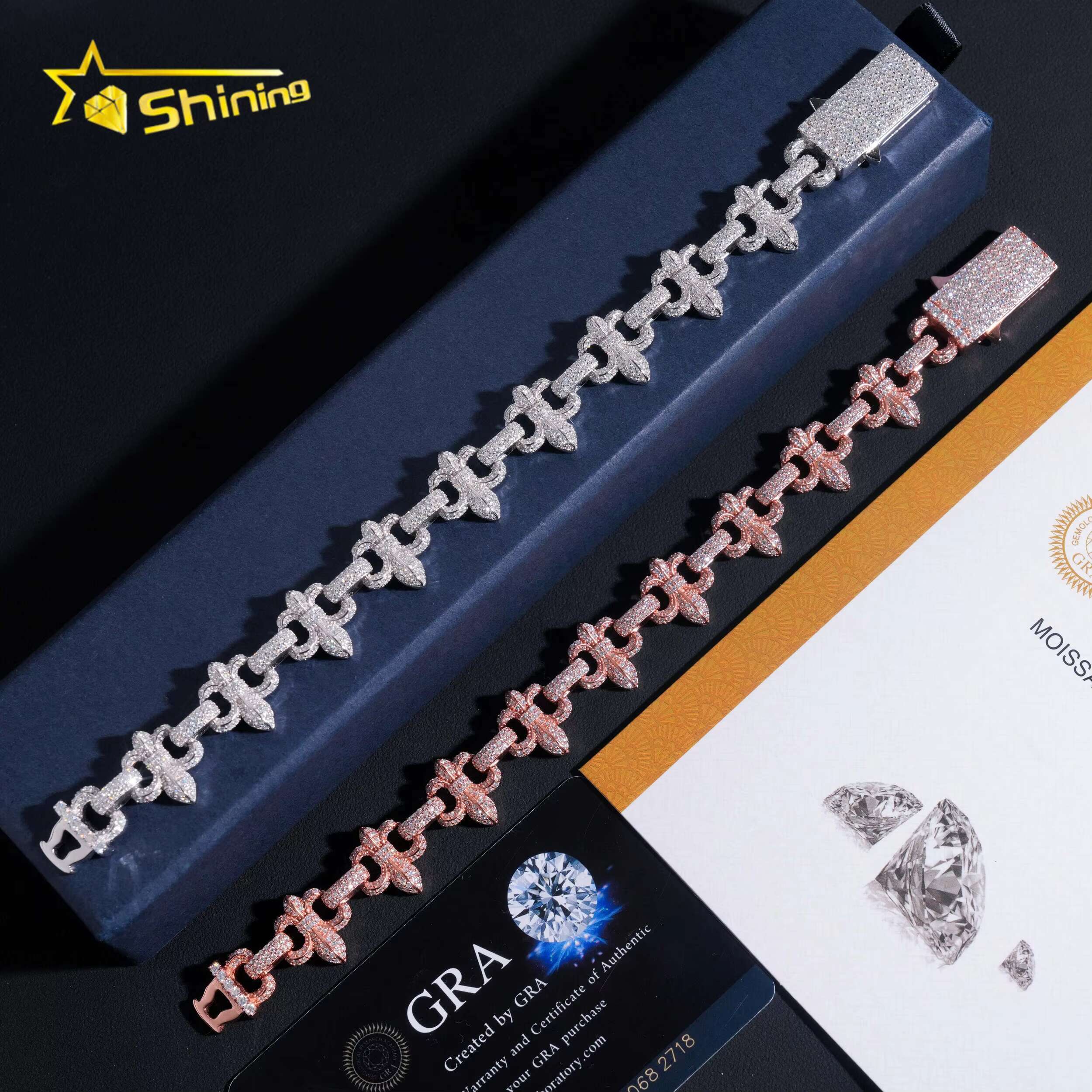 New Arrivals Fashion Infinity Hip Hop Top Quality VVS Moissanite 925 Silver Iced Out Bracelets