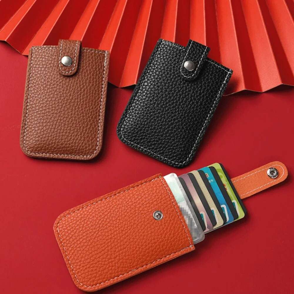 Laminated Concealed Pull-Out Business Case 4 Pockets PU Leather RFID Blocking ID Card Holder Mini Wallets