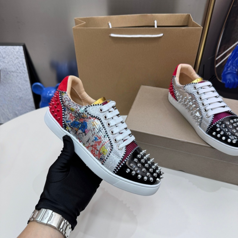 Rhinestone rivet Colorful camouflage Designer Shoes Genuine Leather Luxury Mens Trainers Women Casual Shoes Rubbers Sneakers loafer outdoor Sports Sneakers