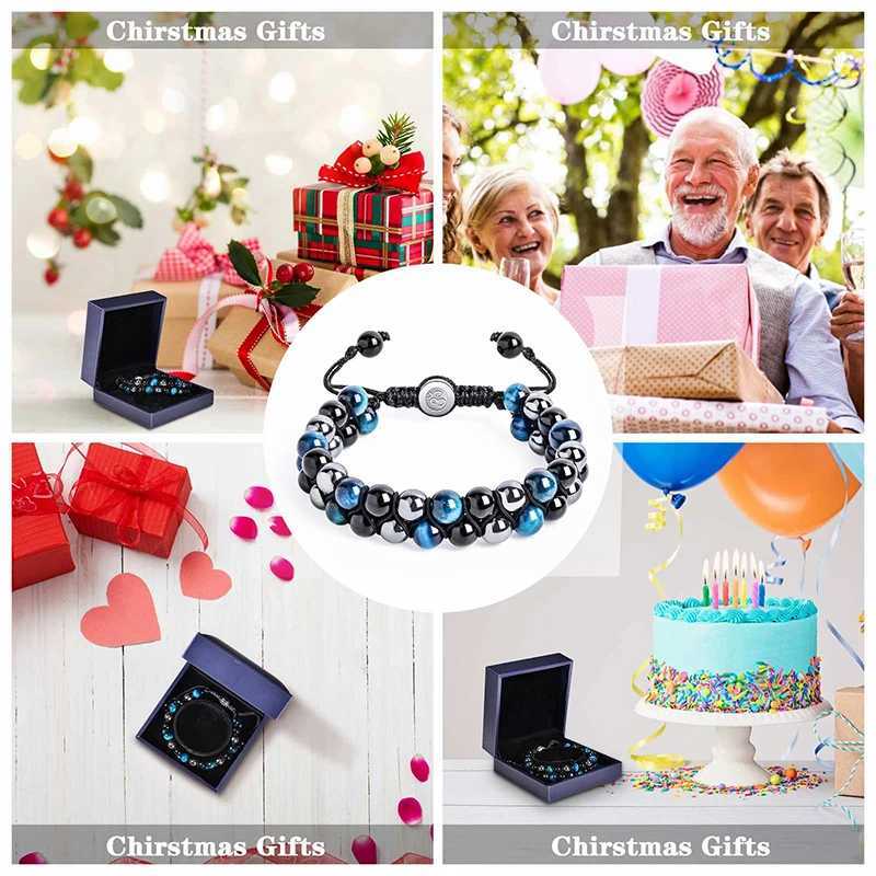 Triple Protection Bracelet 8mm Beads Bracelet Tigers Eye Black Obsidian Hematite Bracelet for Men Women Healing Crystal Bangle J251125